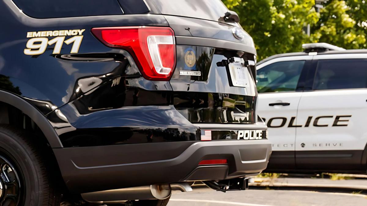 Police vehicles parked