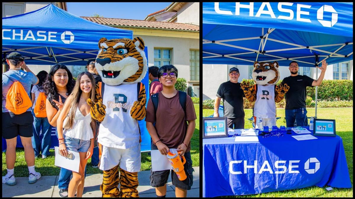 students at the chase booth 