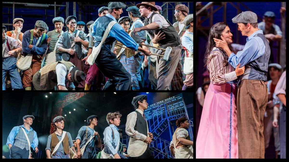 actors on stage from live rcc performance newsies