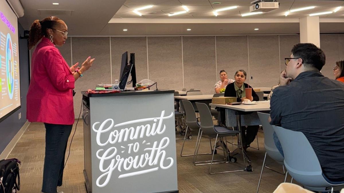 Pilar Huffman presenting at professional development event