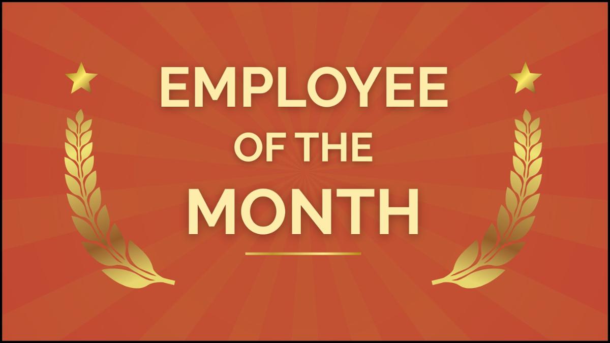 Employee of the Month text with orange background