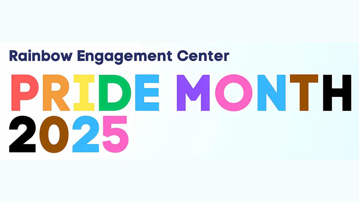 Rainbow Engagement Center Pride Month 2025 logo with the words 'Pride Month' in bold, colorful letters representing the Pride flag. '2025' appears below in matching vibrant colors.